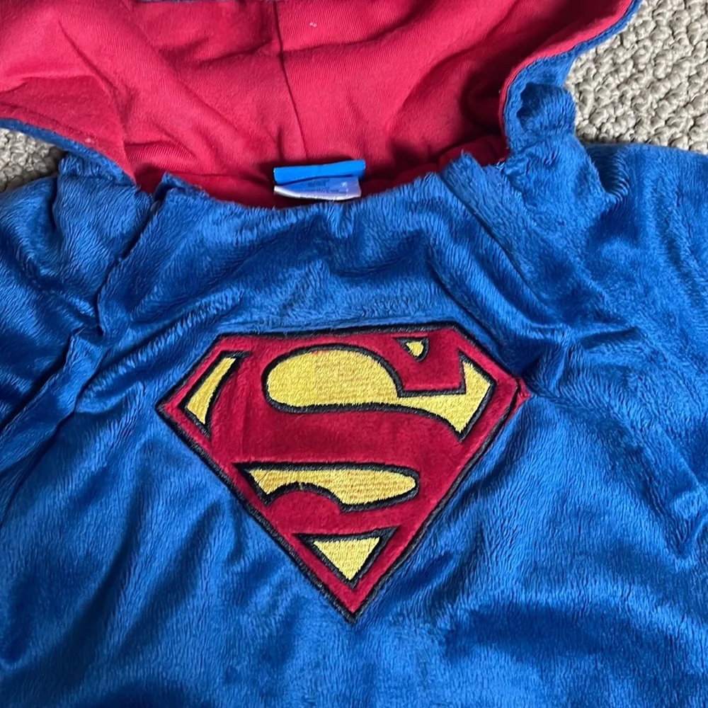 Baby Toddler Snowsuit DC Comic Superman Plush Bunting Hoodie Size 3 months